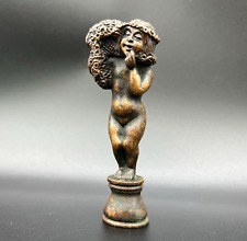 Bronze Wax Seal Stamp Figurine Child wild Flowers with Monogram