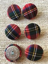 Red Tartan 36L/23mm Cotton Fabric Covered Loop Back Buttons