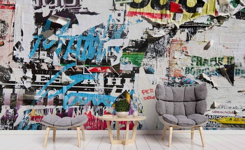 Shabby graffiti wallpaper - shabby,