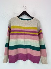 White Stuff Multi Stripe Crew Neck Jumper Casual Relaxed Fit Long Sleeve UK 12