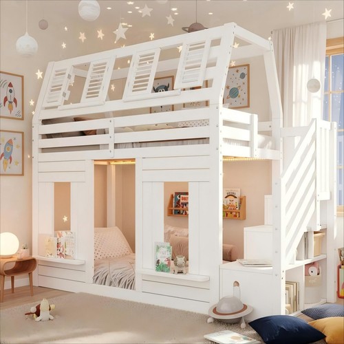 Wooden house bunk bed 3ft - bunk,