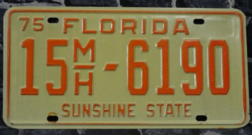 1975 florida license plate - license, 15