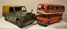 RUSTIC TINPLATE FARM LAND ROVER PICK UP Or RED LONDON ROUTEMASTER BUS MODELS