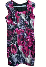 Michaela Louisa Size 16 Purple Pink Floral Sleeveless Sweetheart Neck DRESS £110