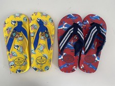 2x Fat Face Boys/Girls Flip Flops Yellow Crabs & Red Sharks Kids Size 13. New