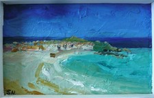 "St. Ives Harbour from Porthminster Beach" Original Oil Painting on Board Framed