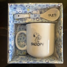 Snoopy & Woodstock Comic Strip cup w/ Spoon 6 oz Charles M Schultz rare vintage