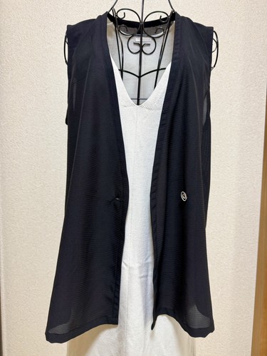 Silk sheer vest black - black, kimono