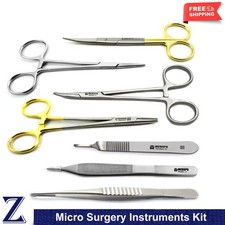 Dental Micro Surgery Kit Castroviejo Scissors Surgical Scalpel Handle Forceps CE