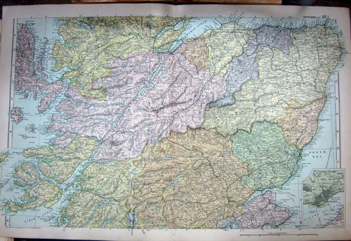 Old antique print map - antique, 1907