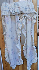 VINTAGE FLORAL FRILL CURTAINS TIE BACKS BUILT IN PELMET 96' WIDE 21' X 49' LONG