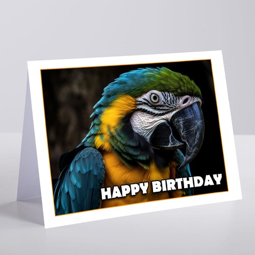 Macaw parrot birthday card - birthday,