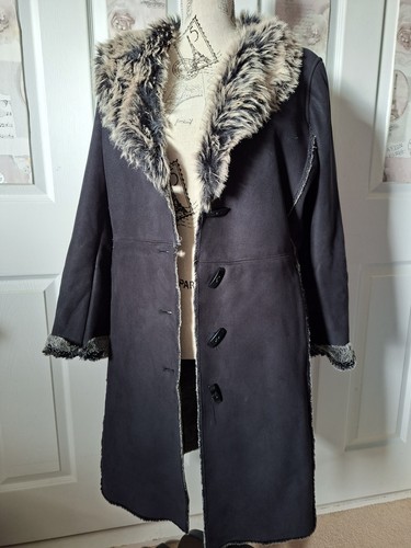 Black grey sheepskin look - sheepskin,