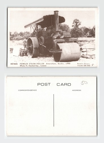 Postcard fowler steam roller - fowler,