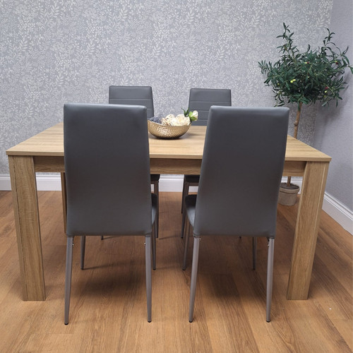 Dining table and chairs oak - 4,