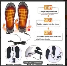 Rechargeable Electric Heated Shoe Insoles Winter Foot Warmers USB Charging