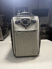 Vintage Guess Suitcase Travel Luggage With Wheels 20x14x11” Black Logo Soft Case