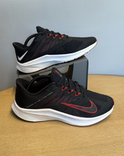 Nike Shoes Mens Quest 3 Running Sneakers Black Red Lace Up Low Top Size UK 7.5
