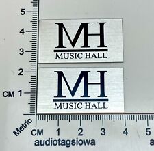 Music Hall Turntable Logo Badge Silver Metal PAIR-  Black Version Available