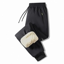 Men Winter Sherpa Fleece Waterproof Thermal Trousers Athletic Joggers Pants Warm