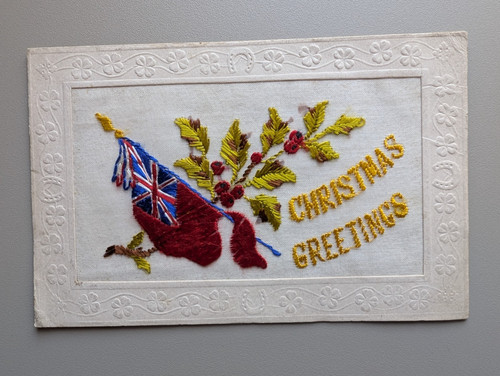 Old silk postcard - old, flag