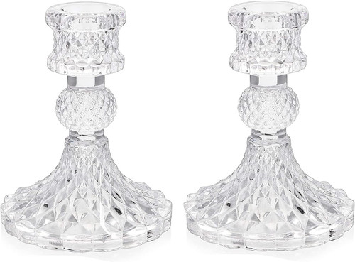 Glass candlestick holder - glass,