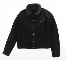 Topshop Women's Black Cotton Bomber Jacket, Size 8