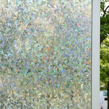 WAENLIR 3D Rainbow Window Film Privacy Static Cling Stained Glass Vinyl 44.5x300