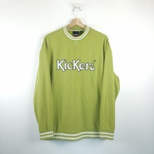Kickers Small Vintage Retro Style Big Spell Out Logo Green Cotton sweater jumper