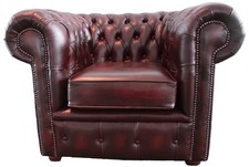 Chesterfield Genuine Pure Leather Club Arm Chair Oxblood Red UK Handmade