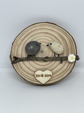 Rustic Love Birds Mr & Mrs wedding Wooden Sign Wall Hanging Plaque 