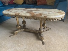 Stunning French Style Coffee Table –luxurious onyx top & brass legs. Damaged