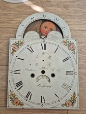 Antique Longcase Clock Face Arched Subsiduary Dial Hand Painted 31x43cm. A.