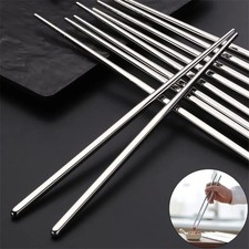 2 PAIRS 304 STAINLESS STEEL METAL TWIST TRADITIONAL CHINESE KOREAN CHOPSTICKS