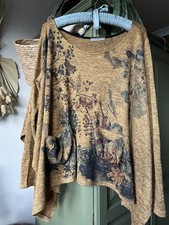 Mustard Space Dye Poncho Style Lagenlook Top One Size