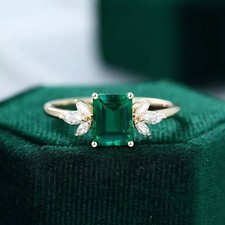 14K Yellow Gold Finish Emerald