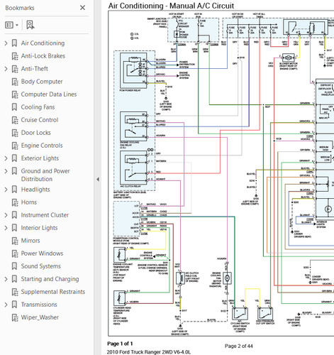 Ford ranger 2010 color wiring - ford,