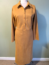 Tan Faux Suede Stretch Long