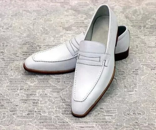 Men white formal moccasin - formal,