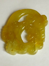 Jade amulet double sided carved dragon apple green amulet 75 x 60 x8 mms