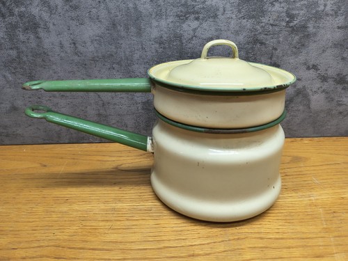 Vintage enamelware double - enamelware,