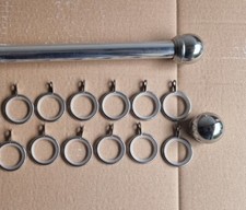 Metal Curtain Poles Pole Track Rail 20mm Diameter. 130-240cm 22 Hangers