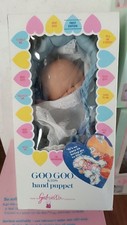Vintage Goo Goo Kids Hand Puppet  Baby Doll Gabriella Crib Basket Blanket Blue 