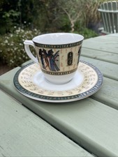 Fathi Mahmoud - Set of 6 x Tea Cups & Matching Saucers - Limoges Egyptian Theme