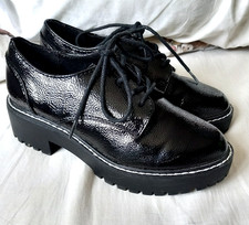 RIVER ISLAND Black Brogue Style Designer Lace-Up Work / School Shoes Size 4