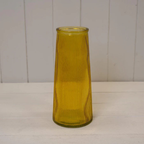 Yellow glass stem bottle - yellow,