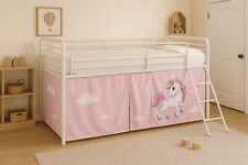 Unicorn Mid Sleeper Cabin Bed Tent Curtain Set – Pink Girls Playhouse Cover