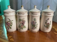 Ceramic Flower Fairies Dried Herb Jars x4 of - In Excellent condition