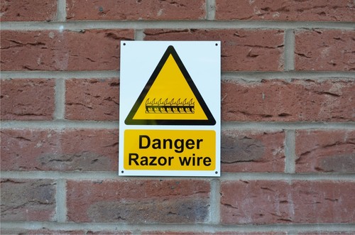 Danger razor wire - wire, plastic