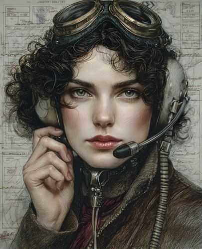 Brunette radio operator - brunette, with